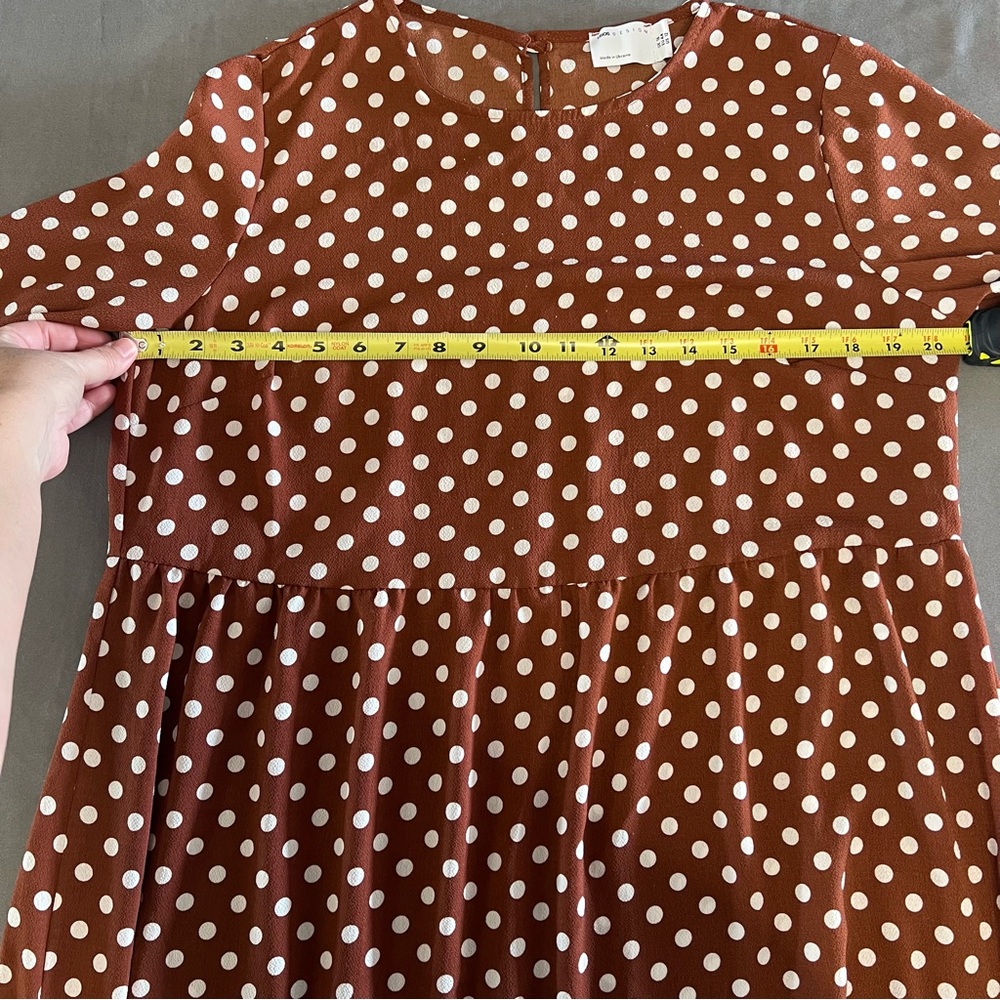 ASOS Women’s Long Sleeve Maxi Tiered Smock Polka Dot Midi Dress Size - Picture 6 of 8